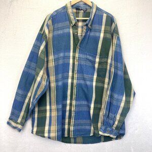 Vintage 90s Bon Homme Button Up Flannel Shirt Mens 2XLT Tall Plaid Long Sleeve